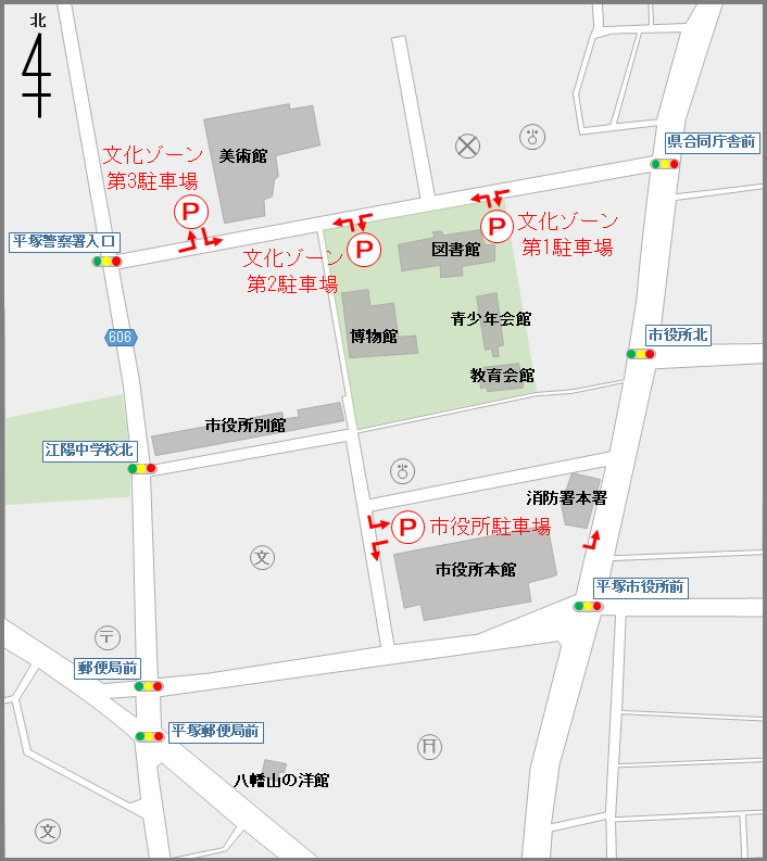 各駐車場の名称と所在の地図